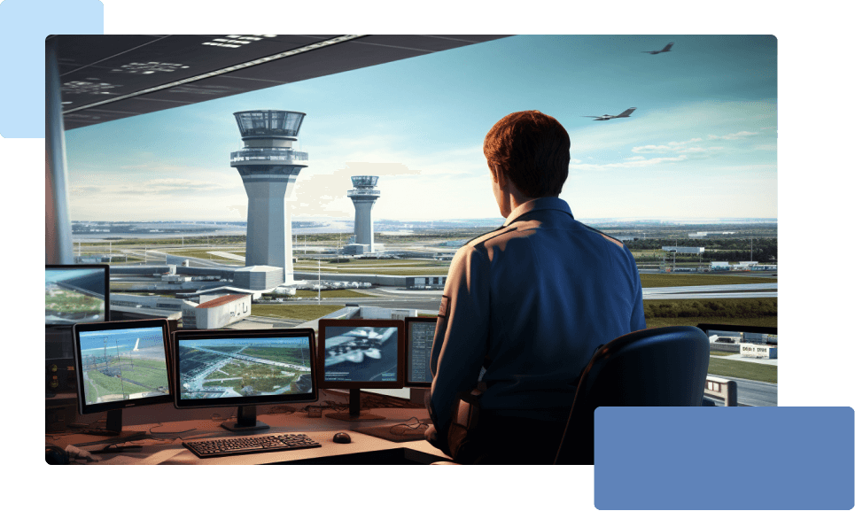 air traffic controller working in the day