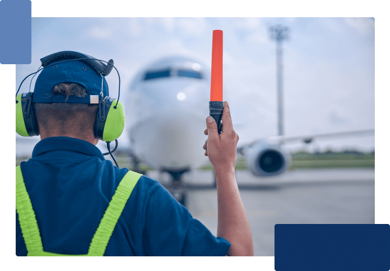 airport worker on a runway