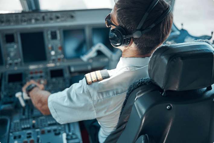 a pilot in an airplane